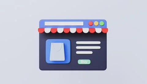 Storefront browser with product screen, e-commerce store, digital shopping Stock Illustration