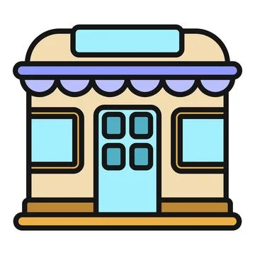 Storefront building with empty sign and awning Stock Illustration