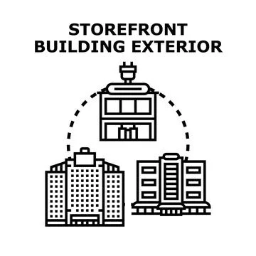 Storefront building exterior concept with modern architecture Ilustración de archivo
