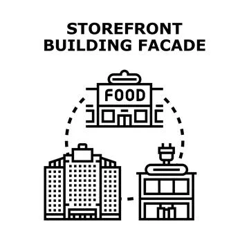 Storefront building facade cityscape architecture concept Stock Illustration