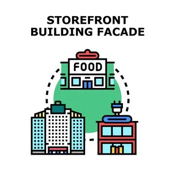 Storefront building facade cityscape architecture concept Stock Illustration