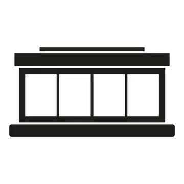 Storefront building facade with long windows icon Ilustración de archivo