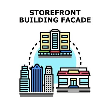Storefront building facade retail architecture concept Stock Illustration