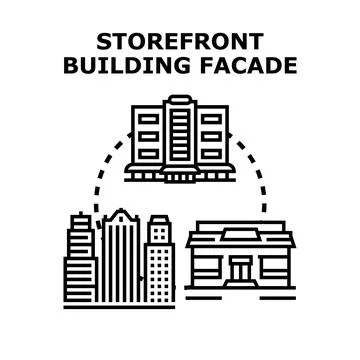 Storefront building facade retail architecture concept Stock Illustration