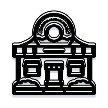 Storefront building icon representing small business retail shop Ilustración de archivo