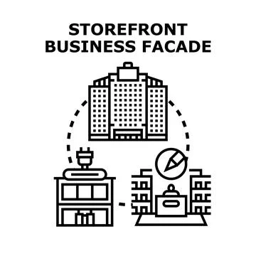 Storefront business facade architecture concept illustration Stock Illustration