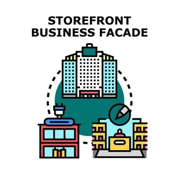 Storefront business facade architecture concept illustration Stock Illustration
