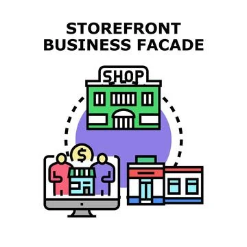 Storefront business facade presenting retail commerce concept Stock Illustration
