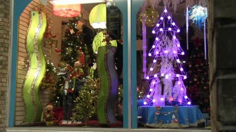 Storefront Christmas lights Stock-Footage 12519156