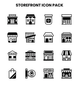 Storefront DuoTone Bundle Icons Pack Stock Illustration