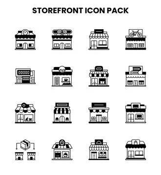 Storefront DuoTone Graphics Icons Pack Stock Illustration