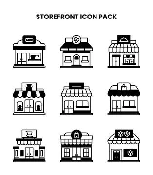 Storefront DuoTone Set Icons Pack Stock Illustration