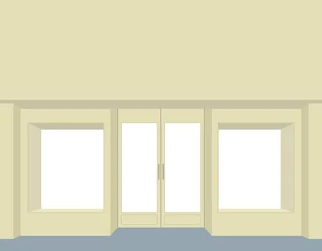 Storefront. Empty Storefront. Clean store windows. Front group for store desi Stock Illustration