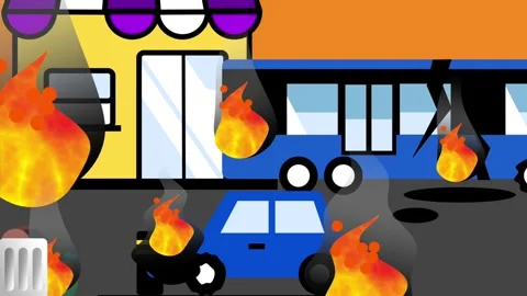 Storefront Fire and Car Stock Footage 335626668