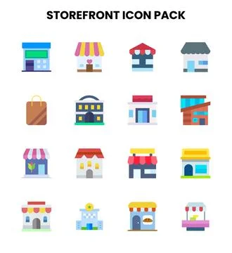 Storefront Flat Graphics Icons Pack Stock Illustration