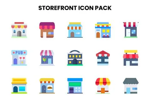 Storefront Flat SVG Icons Pack Ilustración de archivo