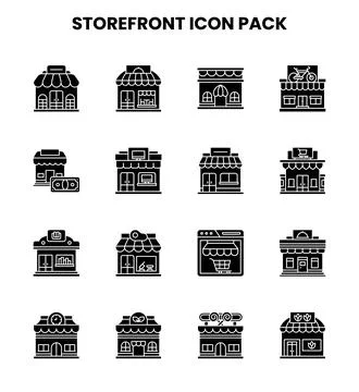 Storefront Glyph Bundle Icons Pack Ilustración de archivo