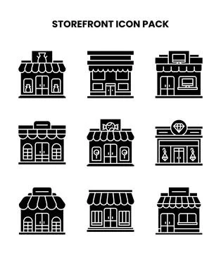 Storefront Glyph Design Icons Pack Ilustración de archivo