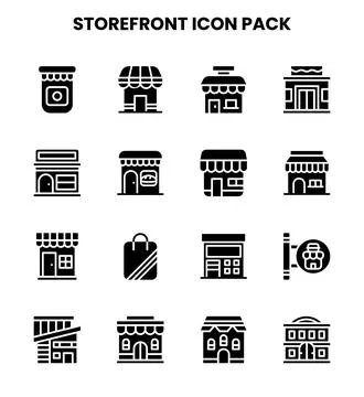 Storefront Glyph Design Icons Pack Stock Illustration