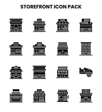 Storefront Glyph Scalable Icons Pack Ilustración de archivo