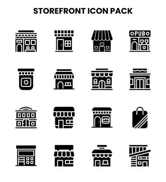 Storefront Glyph Set Icons Pack Ilustración de archivo