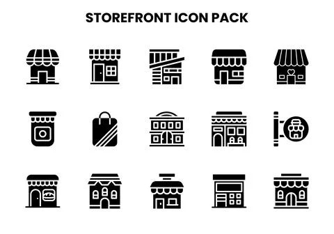 Storefront Glyph Vector Icons Pack Ilustración de archivo