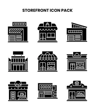 Storefront Glyph Vector Icons Pack Ilustración de archivo