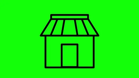 Storefront icon animation with zoom in effect on green screen for retail busines Stock Footage 330397520