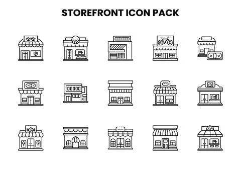 Storefront Line Collection Icons Pack Ilustración de archivo