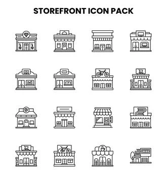 Storefront Line Collection Icons Pack Ilustración de archivo