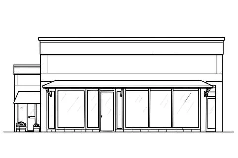 Storefront line design. Hand drawn shop line art vector illustration. Stock Illustration