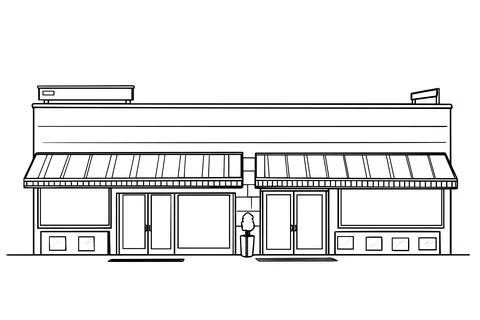 Storefront line design. Hand drawn shop line art vector illustration. Stock Illustration