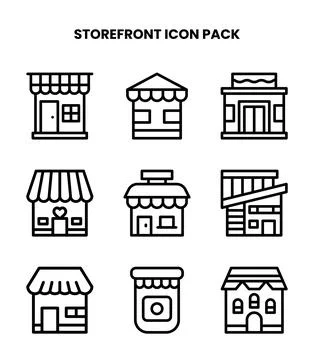 Storefront Line Graphics Icons Pack Ilustración de archivo