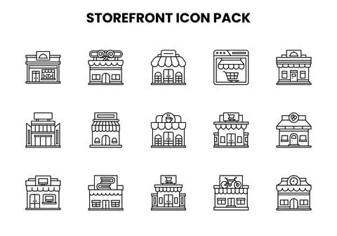 Storefront Line Graphics Icons Pack Stock Illustration