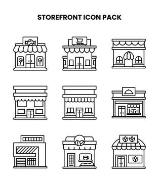 Storefront Line Scalable Icons Pack Stock Illustration