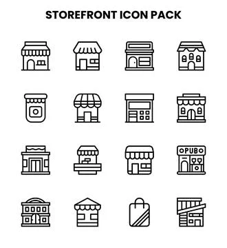 Storefront Line Set Icons Pack Ilustración de archivo