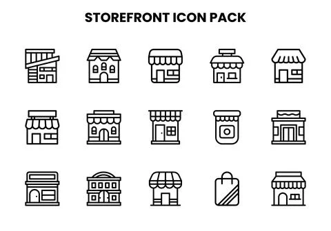Storefront Line UI Icons Pack Stock Illustration