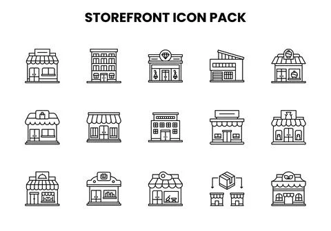 Storefront Line UI Icons Pack Stock Illustration