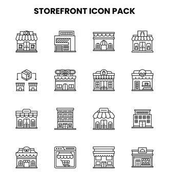 Storefront Line Vector Icons Pack Stock Illustration