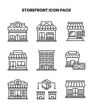 Storefront Line Vector Icons Pack Ilustración de archivo