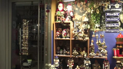 Storefront with nutcrackers Munich Germany December 14 2024 Stock Footage 314598835