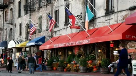 Storefront in tourist district Stock Footage 8909832