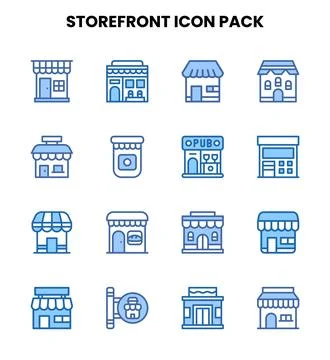 Storefront Two Colour Bundle Icons Pack Stock Illustration