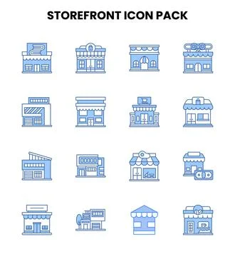 Storefront Two Colour Scalable Icons Pack Stock Illustration