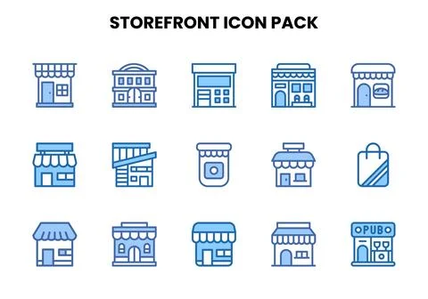 Storefront Two Colour UI Icons Pack Stock Illustration