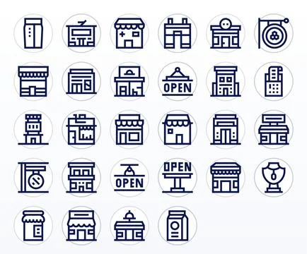 Storefront Vector Icon Repository containing 28 Bold Line 256x256 Detail En.. Stock Illustration