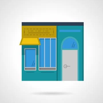 Storefronts flat color vector icon. Cafe facade Stock Illustration