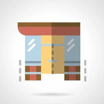 Storefronts flat color vector icon. Supermarket Stock Illustration