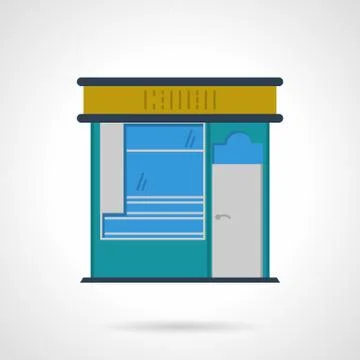 Storefronts flat color vector icon. News stall Stock Illustration