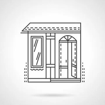 Storefronts flat line vector icon. Candy store Stock Illustration